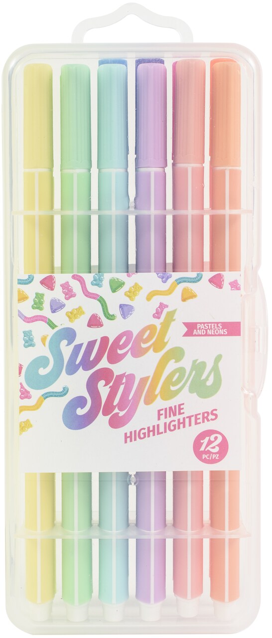 American Crafts Fine Chisel Tip Highlighters 12/Pkg-Sweet Stylers